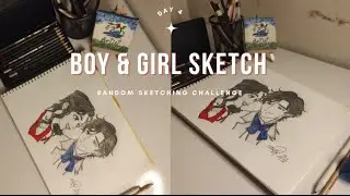 DAY 4 | 7 days Random sketching challenge | How to draw romantic couple sketch #7days #challenge 