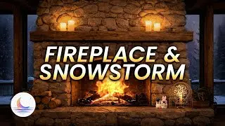 Calming Fireplace with Snowstorm Sounds for Sleep, Study & Relaxation