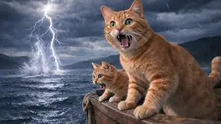 Baby Cat&rsquo;s Ocean Adventure 🥺 | A Heartwarming Mother&ndash;Child Journey🥺