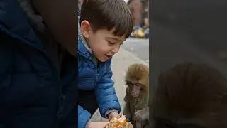 Hungry Baby Monkey Begs for Food 🥺💔 #shorts #usa #monkey #emotionalstor