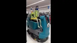 A Skeleton That Cleans Walmart&rsquo;s Floor Riding a Cleaner
