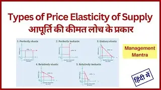 Types of Price elasticity of supply Hindi -Perfectly elastic, Inelastic, Unitary, Relatively elastic
