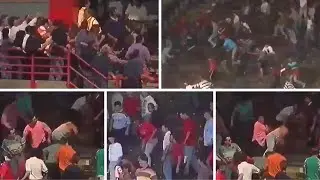 It all kicks off between Bristol City ad Portsmouth hooligans