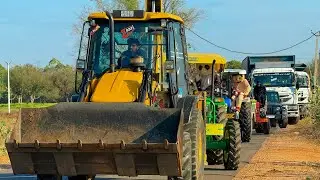 Jcb 3dx loading Mud in TATA Tippers Tractors Swaraj 855F New Holland 3630 4x4 Tractor jcb Thar Truck