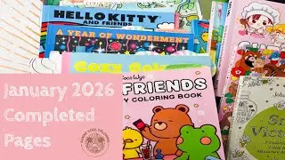 January 2026 Completed Coloring Pages // February 2026 Coloring Plans // Adult Coloring