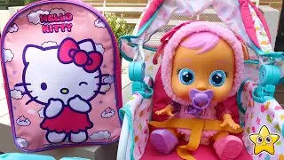 RUTINA de MAÑANA BEBÉS LLORONES 🎀 HELLO KITTY Estrena ROPITA y Preparo su MOCHILA para la GUARDERÍA