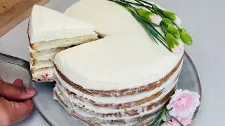 Creamy & soft Naked Cake, Light Smooth Whipped Cream Cake, Naked cake