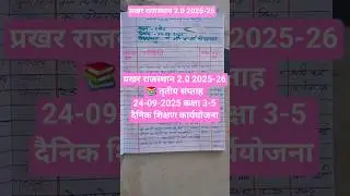 तृतीय सप्ताह 24-09-2025 की प्रखर राजस्थान2.0 2025🔥 कक्षा 3-5 दैनिक शिक्षण कार्ययोजना #orf #prakhar