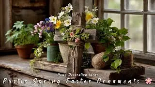 Rustic Spring Easter Ornaments 🌸 Farmhouse Vintage Decor with Wood & Florals