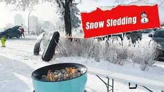 Snow Sledding at Bridgeland Park, Calgary #sledding #snow #fun #winter #calgary 