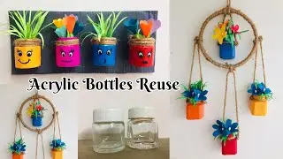 2 DIY empty acrylic bottle craft ideas | How to reuse acrylic paint bottle