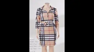 Girlmerry Plus size new stretch fit turndown collar midi dress (with belt) Wholesale A29126