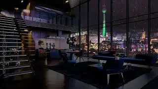 Rainy Night Views from a Berlin Luxury Apartment | 8 Hours Rain | 4K