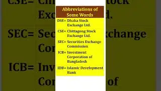 Full Meaning of DSE, CSE, SEC, ICB, IDB | Daily used Banking Related Words #bank #account #banking