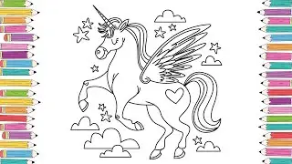 How to Color a Glitter Unicorn Coloring Page | Unicorn Coloring Page