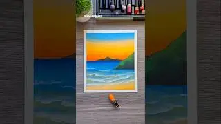 🌅 Sunset Beach Drawing with Oil Pastels  #art #drawing  #beach