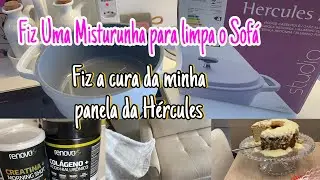 Fiz uma misturinha para limpa meu sof&aacute; 😀 comecei usa minha panela da H&eacute;rcules e fiz a cura dela 🩷