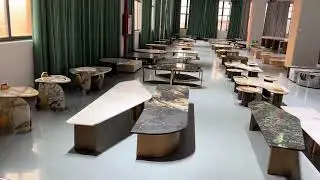 Marble top Coffee table and Marble top Side table by Luxury Living Room Stone Furniture Showroom
