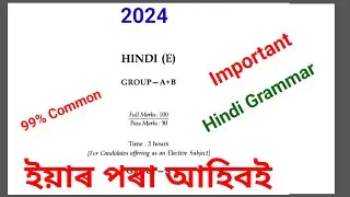 HSLC 2024 HINDI (E) Important Questions|Hindi (E) Grammar Important Questions|HSLC 2024 Hindi Paper