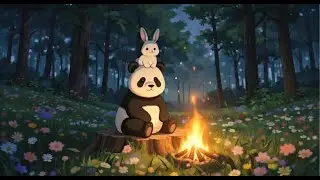 Campfire Night with Panda & Bunny | Ghibli Lofi Hip Hop Ambience 🔥🌿