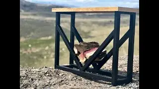 DIY Log Holder with Beautiful Solid Wood Tabletop for Our Tiny House