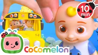 Wheels On The Yellow Toy Bus 🚌 CoComelon Toy Play Learning | Nursery Rhymes for Babies
