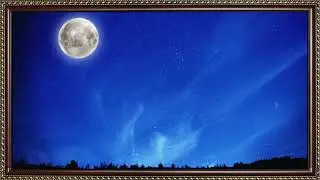Full Moon on Night Sky with Stars | Art Framed Screensaver | Art for Your TV | 4K 🔔
