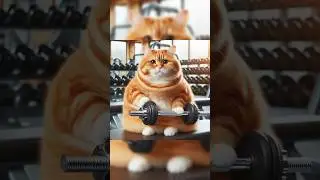 Fat orange cat is sad 🥺😭 but goes to gym and gets strong 💪 #cats #cute #sad #gym #shorts #short