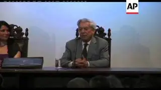Garcia presents Peruvian writer Mario Vargas Llosa with top award