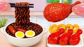 Best Of Food 😘 How To Make Tiny Spicy Chicken and Black Bean Noodles 😘 Tina Mini Cooking