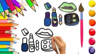 How To Draw cute Cosmetics Drawing, Painting & Coloring For Kids and Toddlers_ Child Art 🐋🌈🎨