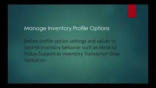 Manage Inventory Profile Options