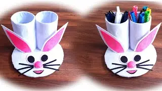 How to Make Pen Holder from Recycled Bottles || DIY Bunny Pen Stand