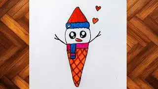  Drawing of Snow Ice cream ||  Cute Easy drawing || Sketching with fun 😊
