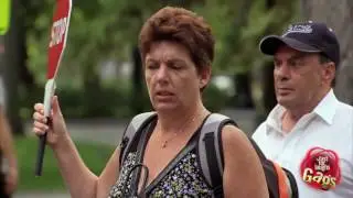 Naughty Kids Trample Injured Biker Prank