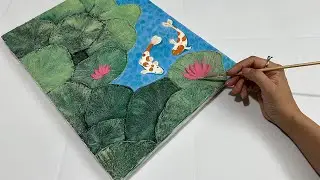 You Won&rsquo;t Believe How Easy This Koi Pond Painting Is!  | calm & satisfying! 