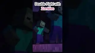 Double Fight With Zombies in Minecraft  #shorts #viral #shortsvideo #minecraft #ytshorts #trending