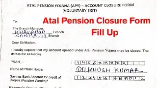 Atal Pension Yojana Account Closure Form Kaise Bahar | Apy Closure Form Fill Up 2025