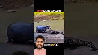 Hippo Power! Crocodile Don't Dare To fight #trending #animals #wildlife #crocodile #viral #shorts