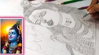 How to draw Lord Shiv/Mahadev Ji Draw/Shiva outline drawing tutorial/Simple Lord Shiva face sketch
