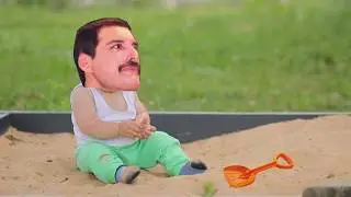 Freddie Mercury in the sandbox but someone takes his shovel