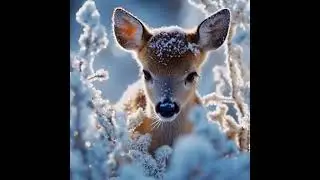 Adorable Baby Deer in Snow ❄️ | Cute Fawn Exploring | Baby Deer in Frosty Forest ep1
