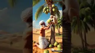 Farmer and monkey plant a coconut tree 🌴  #cartoonvlog #aianimation#monkeyvlog#viralvideo