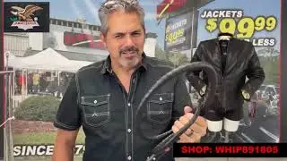 5 ft Handmade Black Leather Studded Handle Whip #WHIP891805