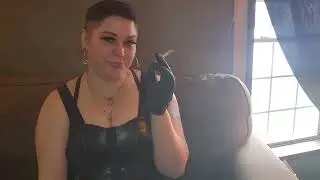 Smoking a cigarette in leather