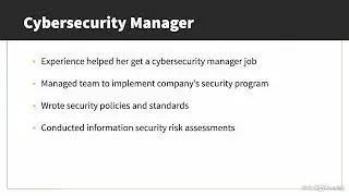 Example Career path : CISO