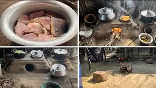 মাটির চুলায় গ্ৰাম বাংলার আসল রান্না। মাছ মাংস শাক ভাজি।Village Cooking Bangladesh 