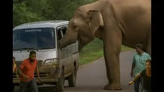 Elephant Breaks Van Glass to Grab Food &ndash; Chaos on the Road!
