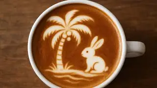 &ldquo;🌴☕ Coconut Tree & Rabbit Latte Art &ndash; Creative Coffee Designs!&rdquo; #trending #viral #coffee 