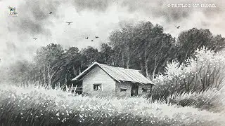 How to draw A House in Garden || Easy Pencil Art